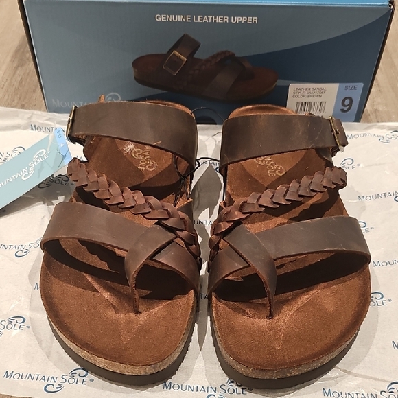 Mountain Sole Women's Brown Leather Sandals - Picture 1 of 10